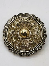 Vintage Gold Tone Filigree Scarf Clip Pin Brooch West Germany Scalloped Cloak