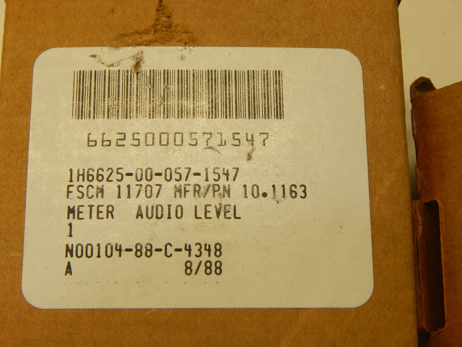 10.1163 MILITARY SOUND AUDIO METER 0DB = 1MH 600 OHM 6625-00-057-1547 ...