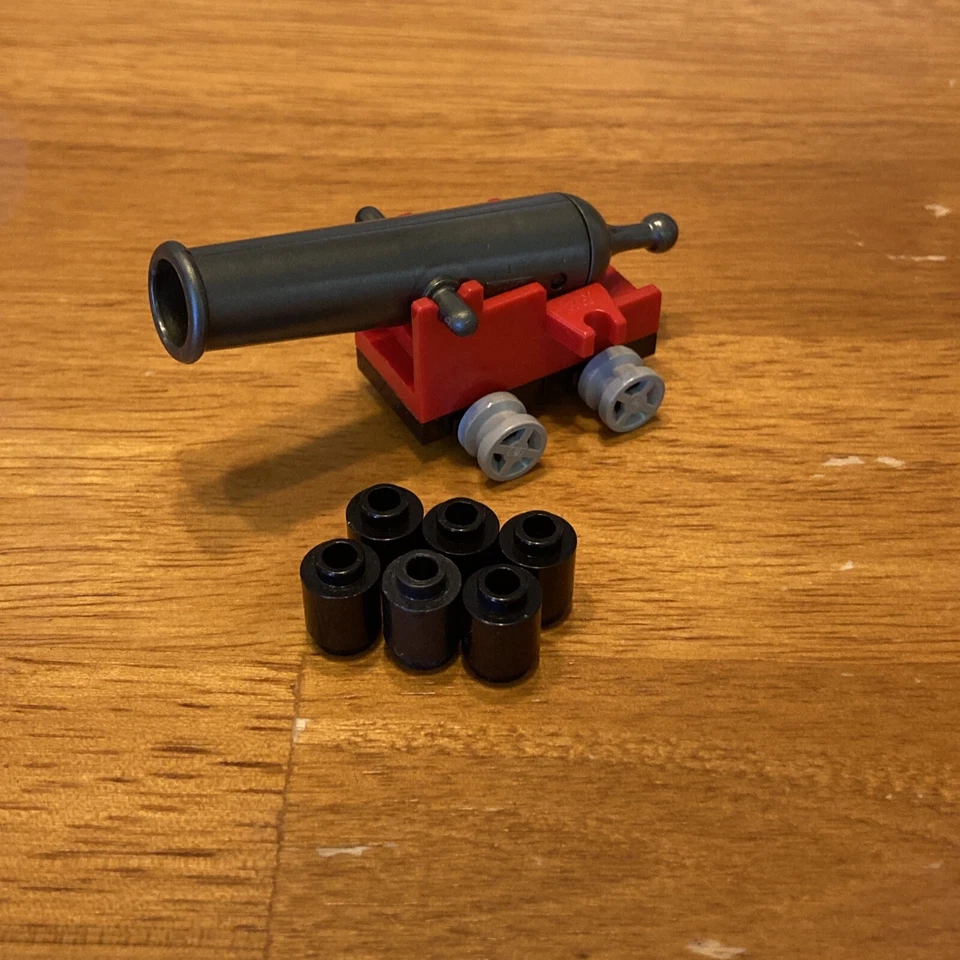 Серая стреляющая пушка LEGO Dark «Pearl» с красным основанием и серыми колесами - Изображение 2 из 4