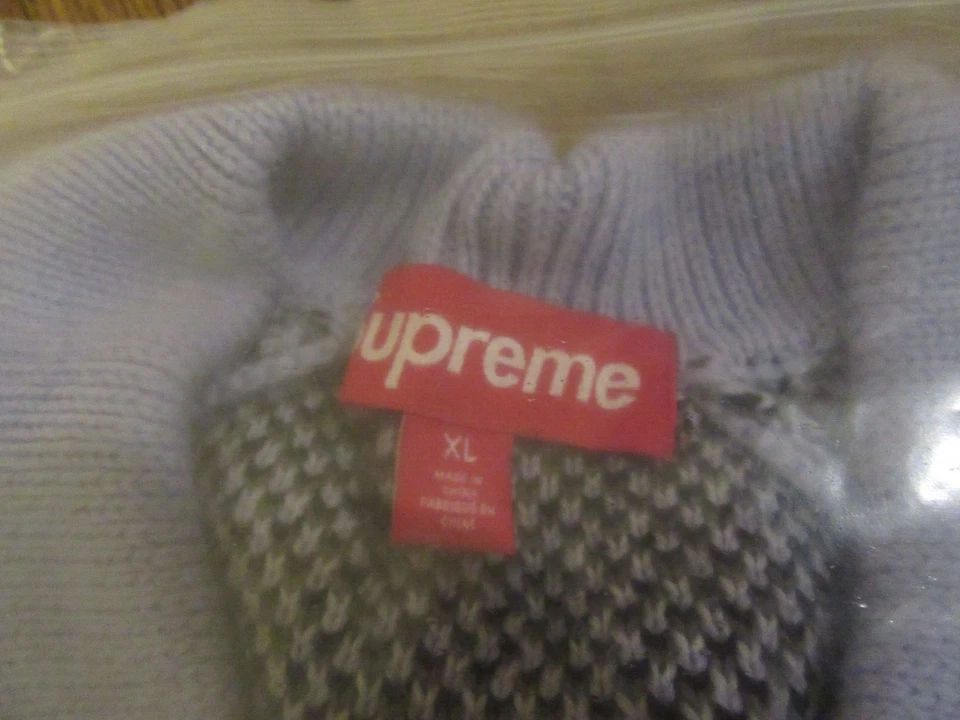 Suéter polo Raglan Supreme com nervuras caixa pequena tamanho XL azul camuflado FW24 novo em folha - Imagem 4 de 4