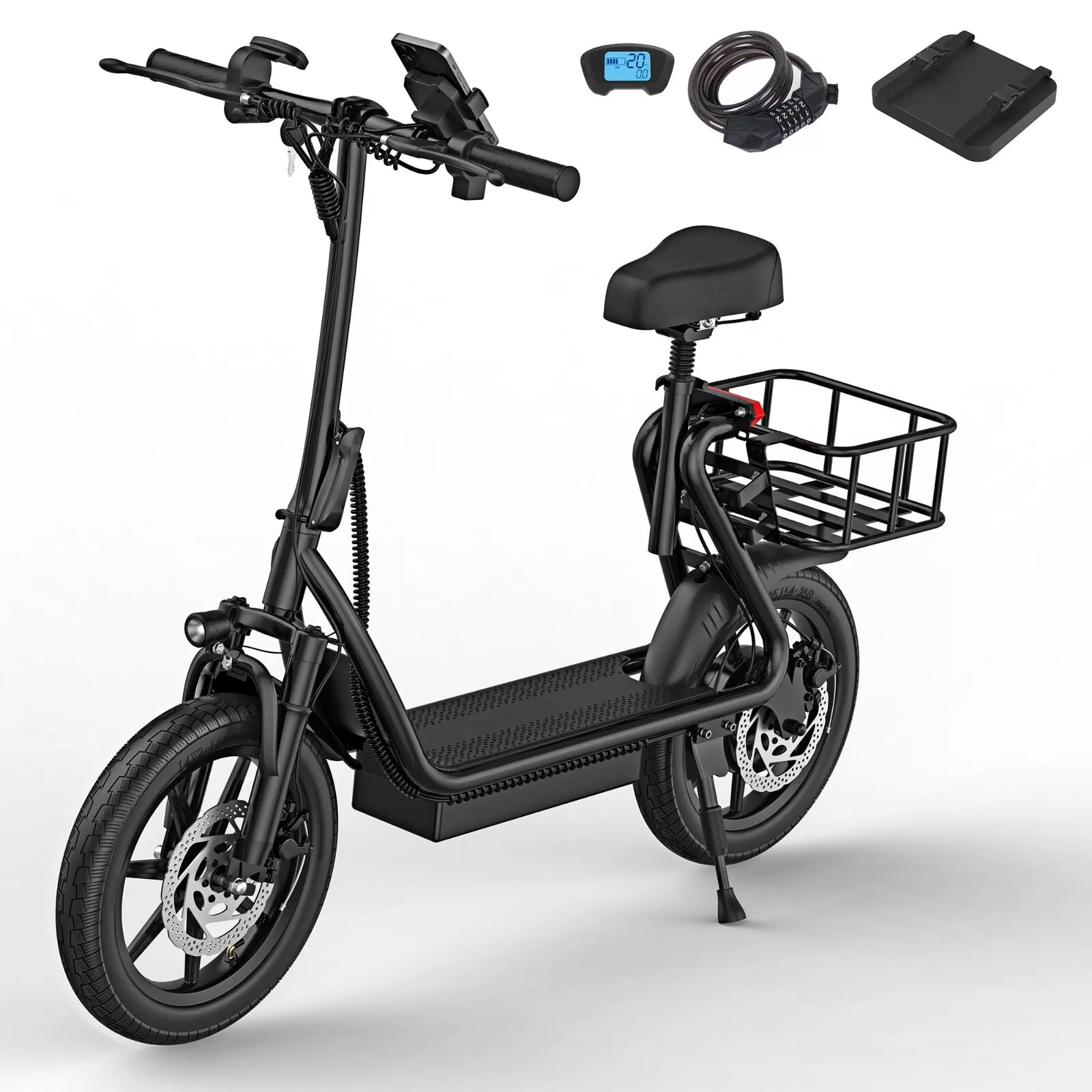 AOVOPRO 500W Adults Electric Scooter 28Mi Long Range 14'' Tires Folding W/ Seat - Picture 1 of 12