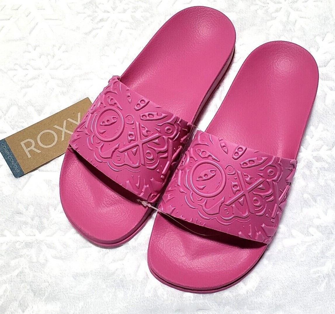 NWT Roxy SLIPPY MANDALA II SLIDES Comfy Contour Shoe PINK Womens 7-9 US |  eBay