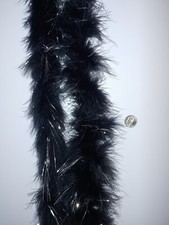 Black  Silver Metallic LUREX Heavy Weight Marabou Feather Boa 72" 6ft - NWOT