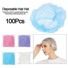100pcs Disposable Hair Net Bouffant Cap Kitchen Food Medical Worker Non Woven US