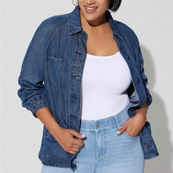 Torrid Jean Jacket 1X 3X 4X 6X Tencel Denim Chore Coat Blue