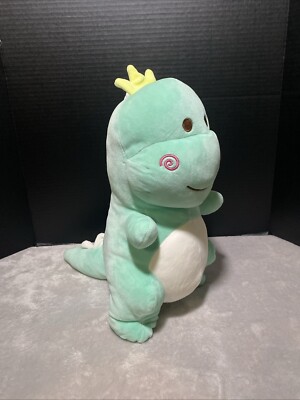 Sun Point Co Green Dinosaur Plush 15'' Crown Sewn Eyes Squishy Soft Toy Pet Lovey