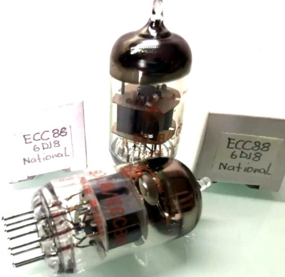 2 x  National Electron 6dj8  Röhre ECC88 Röhrenverstärker Audio Hifi 