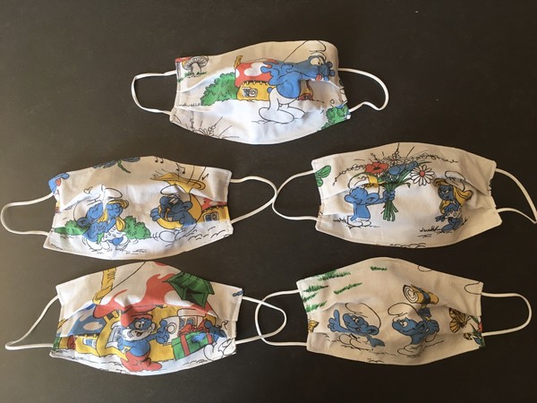 Masque adultes coton lavables norme AFNOR Neuf Motif Les Schtroumpfs
