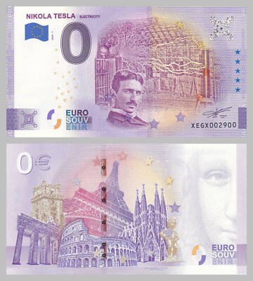 0 Euro Souvenirschein Nikola Tesla Electricity 2020-1