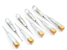 NEW GERMAN 9 PCS STRAIGHT DENTAL SURGERY EXTRACTION LUXATING ELEVATOR (GOLD)