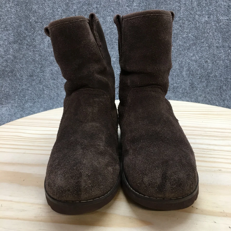 Botas UGG Youth 3 Tornozelo Inverno Sapatilhas Casuais 1003166K Couro Camurça Marrom Puxador - Imagem 4 de 4