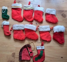 Vintage Felt Mini Christmas Stockings Lot of 12 Different-2 Crocheted-Horse @@