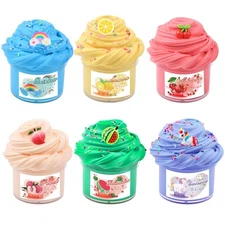 Premade 6 Pack Butter Slime, Slime with Peachybbies Watermelon Lemon Charms,...