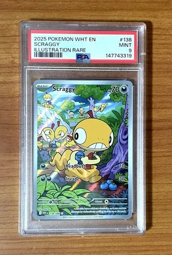 Pokemon, White Flare, Scraggy SIR Card, PSA 9, 138/086