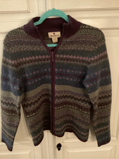 Woolrich Fair Isle 100 Wool Sweater Sz S Full Zip Vintage