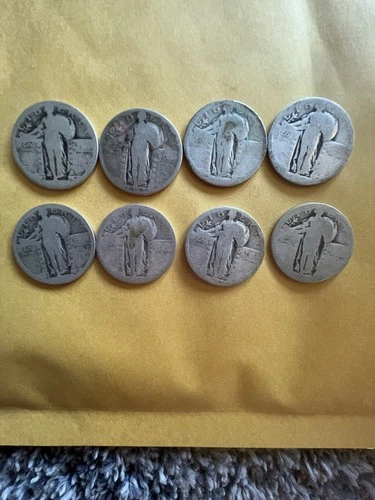 Lot Of 8 standing liberty quarters 1916-1930