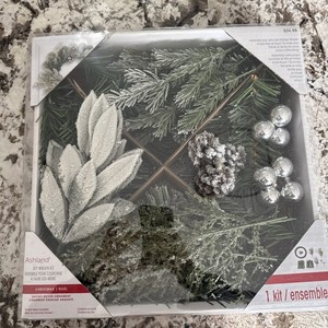 Ashland DIY Holiday Wreath Kit With Pinecones and Silver Ornaments