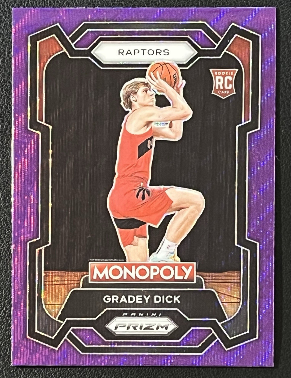 2023-24 Panini Prizm Monopoly Gradey Dick RC Rookie Purple Wave Prizm Raptors