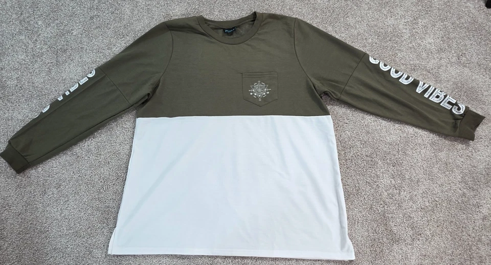 Four Seasons Logo Rue 21 Camisa Mujer Manga Larga Verde Blanco XL Foto 3 de 4