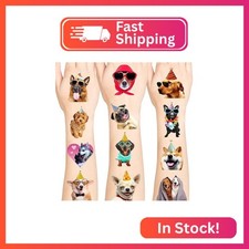 96PCS Dog Individually Wrapped Tattoos, Dog Temporary Tattoos, Animal Stickers W