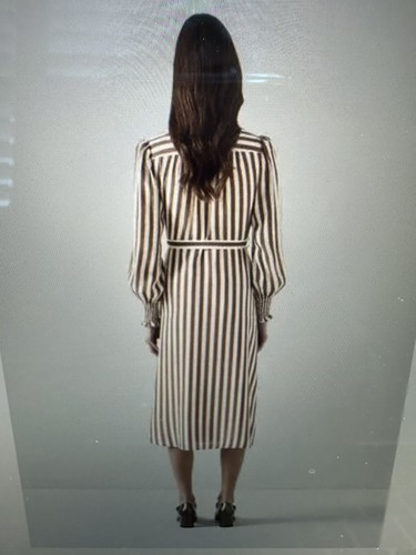 L.K. Bennett Emelia Candy Stripe Midi Shirt Dress Chocolate & Birch Women's 2