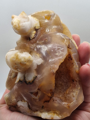 470g Druzy Blume Achat Maus Ratte Schlange Kristall Schnitzerei Turmspitze Edelstein 