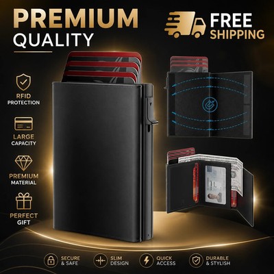 Mens Wallet Card Holder Slim Minimalist Wallet for Men Pop Up RFID Blocking 
