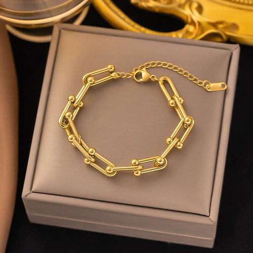 316l Stainless Steel U-shape Thick Chain Necklace Bracelet Earrings Set Jewelry - Picture 12 of 28