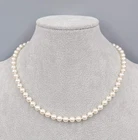 Vintage Faux Pearl Necklace Hand Knotted Estate Costume Jewelry 16"