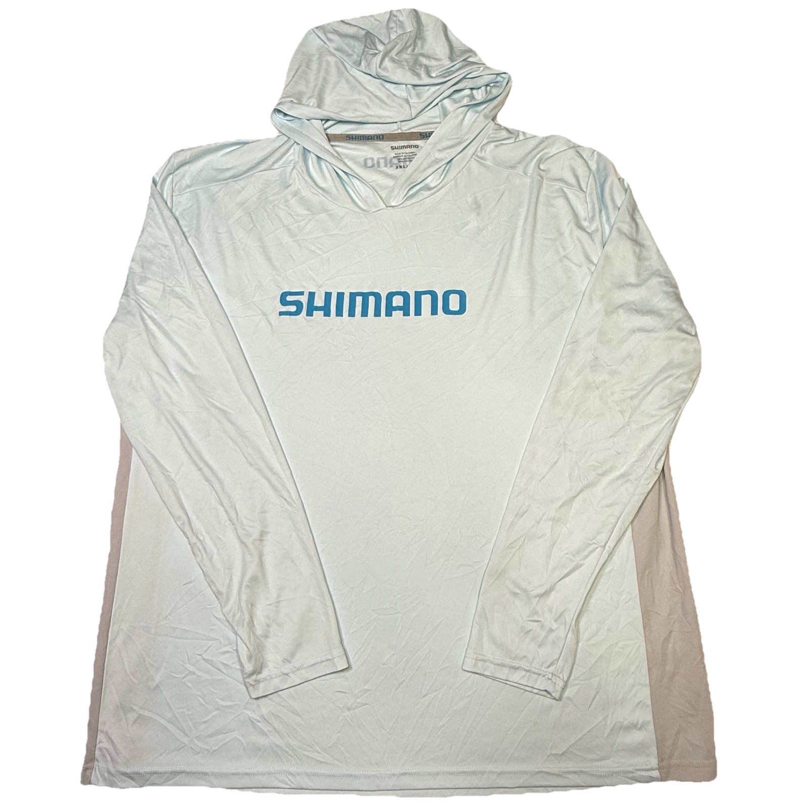 Shimano Long Sleeve Hood Tech Fishing Arctic Blue Shirt Men&rsquo;s Sz 2XL 🎣