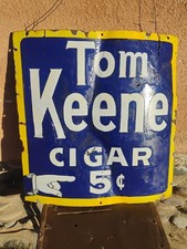 Original 1920s Tom Keene 5 Cent Cigar Porcelain Sign