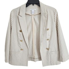 Linda Matthews Open Front Blazer Size Medium, Tan