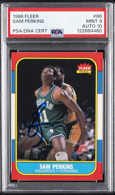 1986 FLEER #86 SAM PERKINS PSA 9 AUTO 10