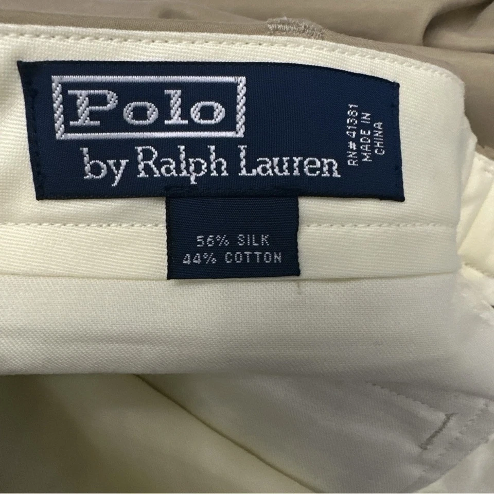 Polo Ralph Lauren Shorts Mens Size 36 Silk Cotton Blend Tan Brown 9" Inseam - Image 2 of 4