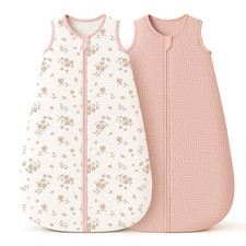 Muslin Baby Sleep Sack 6-12 Months 0.8 TOG, 2 Pack 100 Cotton Wearable Blanket