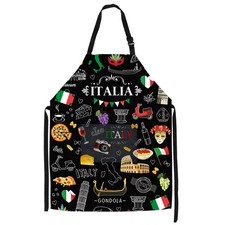 Black Italian Aprons for Cooking, Funny Italian Aprons for Women with Pockets...