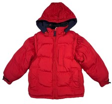 OshKosh B'Gosh Red Puffer Heavyweight Hooded Jacket Convertible Vest Sz Large/7