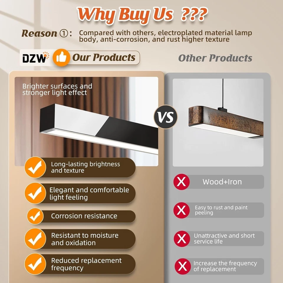 Lámparas colgantes lineales LED CRI≥97 modernas de espectro completo de 47,3"" 50 W negras... Foto 3 de 4