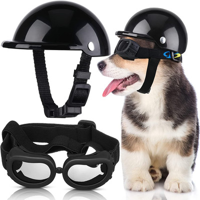 Dog Helmet and Goggles, UV Protection Doggy Sunglasses and 4 Inch Padded Puppy M