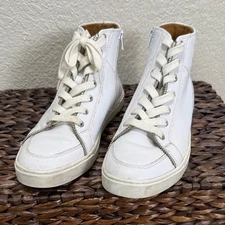 Frye And Co Men Size 9 White High-Top Sneakers with Inside Zipper Detail