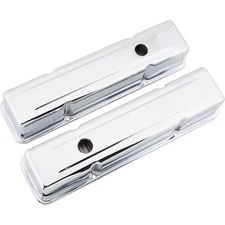 Tall Chrome Valve Covers for Small Block Chevy, Stamped Steel, Internal Baffles