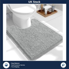 Plush Non-Slip Absorbent Chenille Toilet Mat Grey 50x60cm