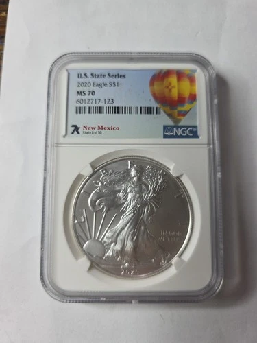 2020 7K Metals U.S. State Series American Silver Eagle NGC MS70 - New Mexico