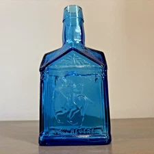 Vintage Cobalt Blue Glass Wheaton NJ PAUL REVERE 1775 Bottle USA Eagle 8"