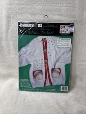 Dimensions Christmas SWEATSHIRT JACKET Iron-On "JOLLY SANTA" Kit 80045- NIP 