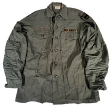 Vintage Military Utility Fatigue Shirt Coat OG 507 107 Olive Drab 15.5 x 35