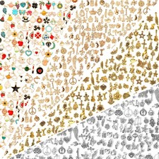 400Pcs Charms for Jewelry Making, Assorted Gold Enamel Charms Mixed Bulk Anti...