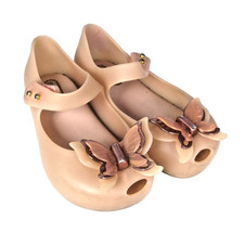 MINI MELISSA Size 8 Toddler Girl Pink with Copper Butterfly Peep Toe Jelly Shoes