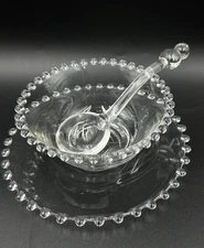 Vintage Imperial Glass Candlewick Mayo Bowl With Underplate & Ladle