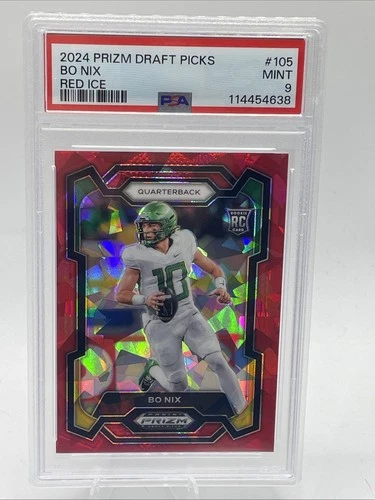 2024 Panini Prizm Draft Picks #105 BO NIX Red Ice Prizm RC Broncos PSA 9